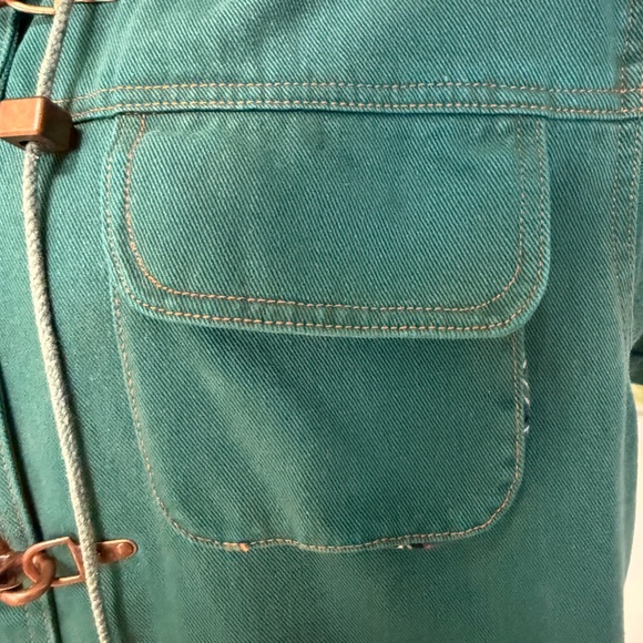 Vintage Green Hooded Toggle Jacket Plaid Lining - Picture 7 of 13